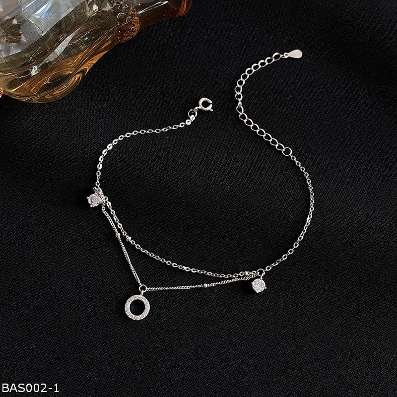 Geometric circle double layer anklet