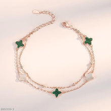 Double chain clover onyx bracelet