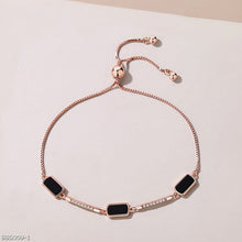 Square onyx zircon slider bracelet