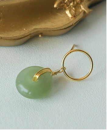 Synthetic Jade Ring Earrings