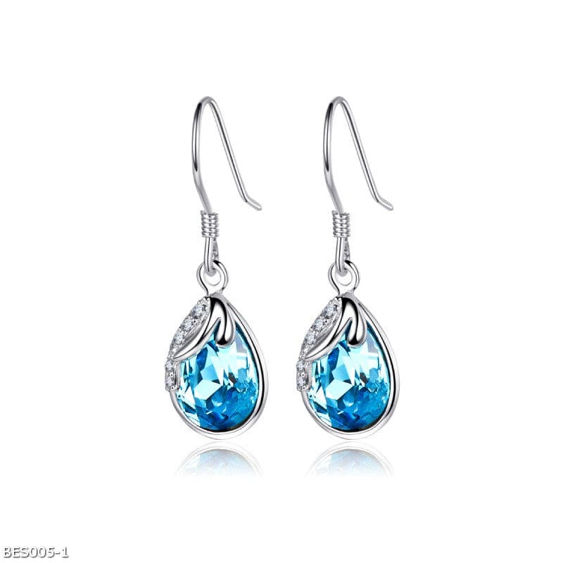 Crystal element water drop hook earrings