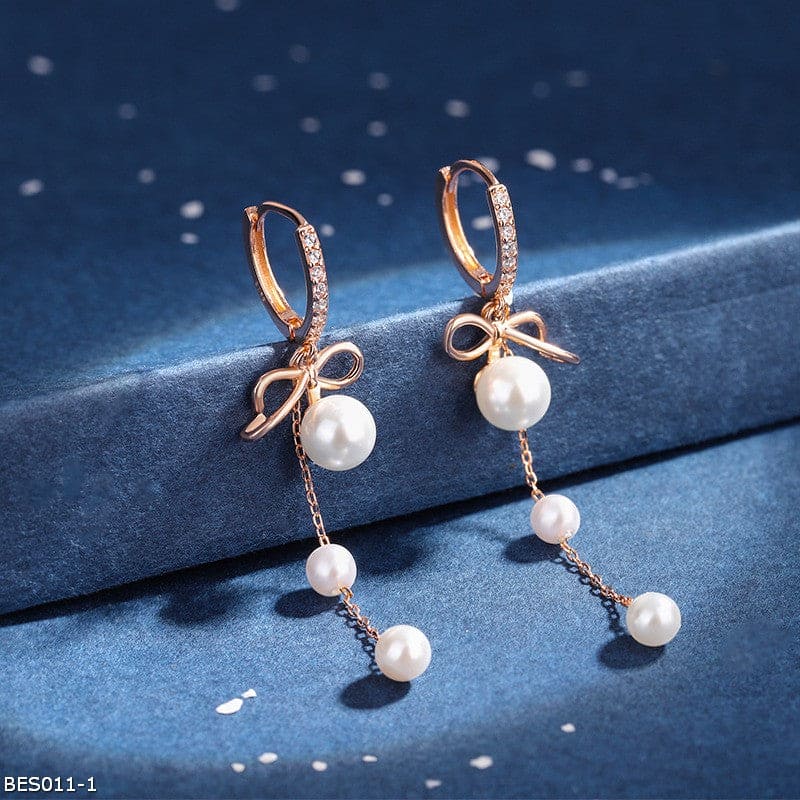 Long tassel pearl drop earrings