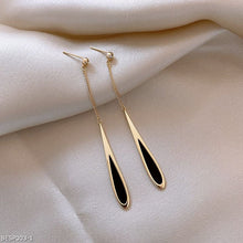 Black water drop tassel earrings