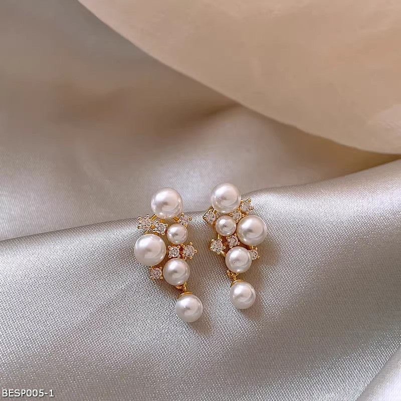 French vintage pearl zircon earrings