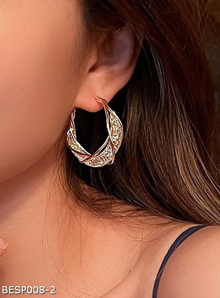Mesh crystal openwork earrings