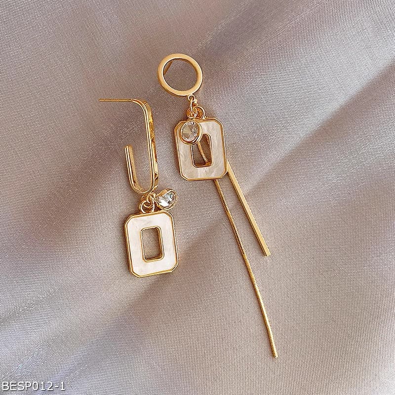 Asymmetrical geometric tassel  earrings
