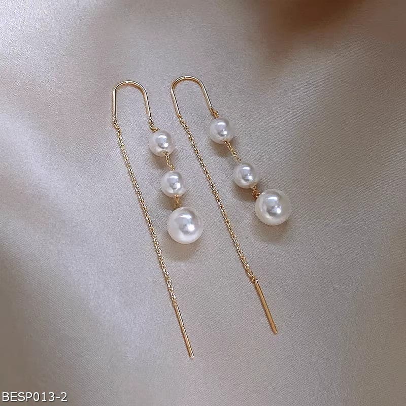 Pearl tassel string earrings