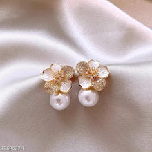 French luxury camellia pearl stud earrings