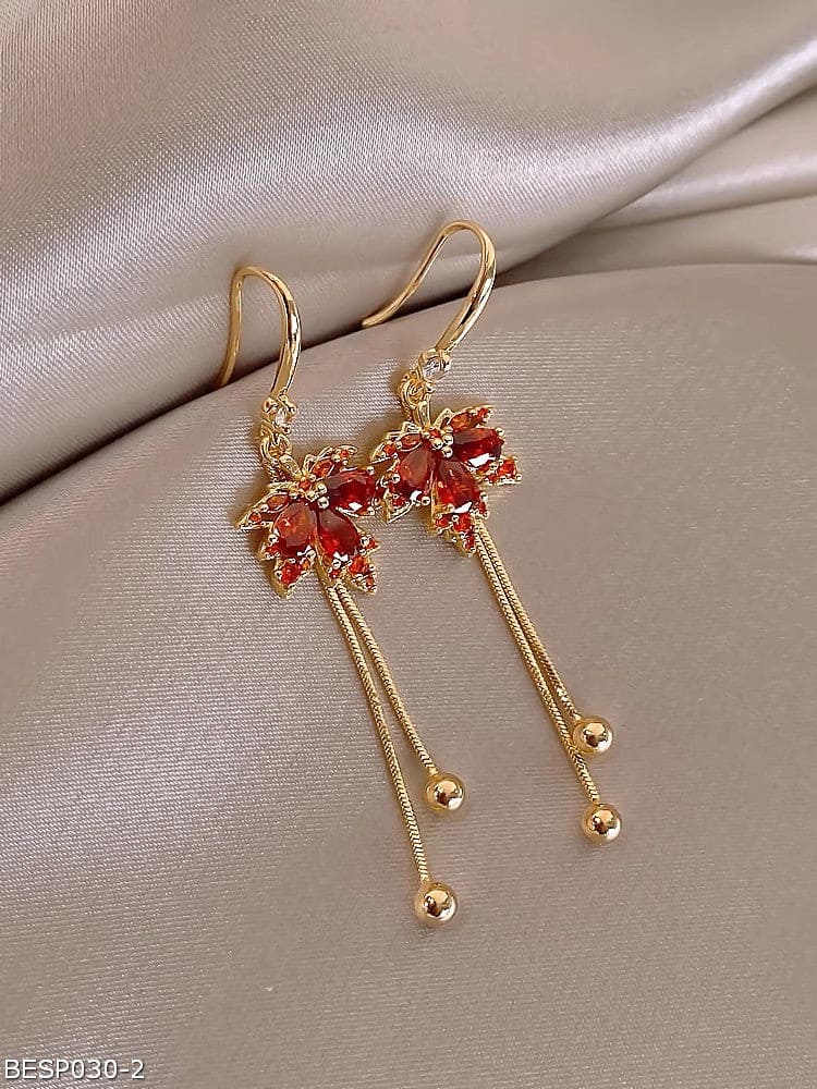 Maple leaf tassel earrings