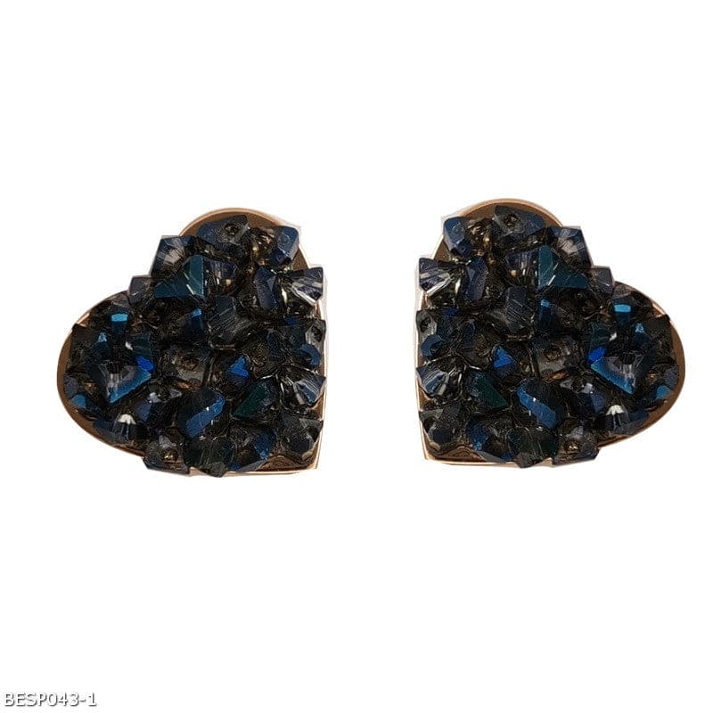 Elegant gray blue crushed diamond love earrings