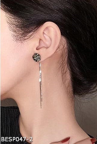 Gray stud tassel earrings