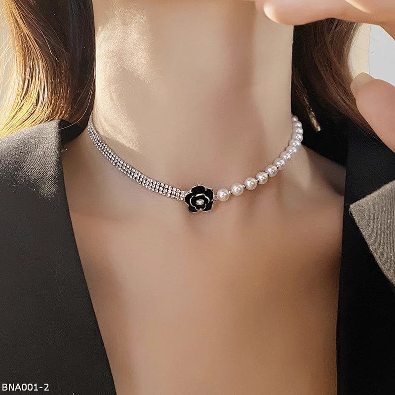 Camellia pearl choker necklace