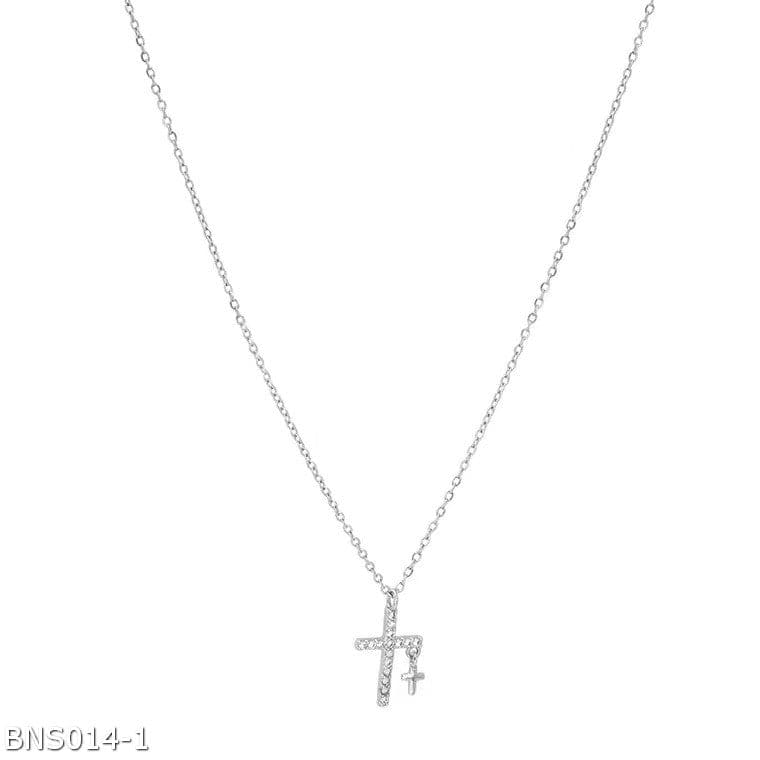 Minimalist geometric cross zircon necklace