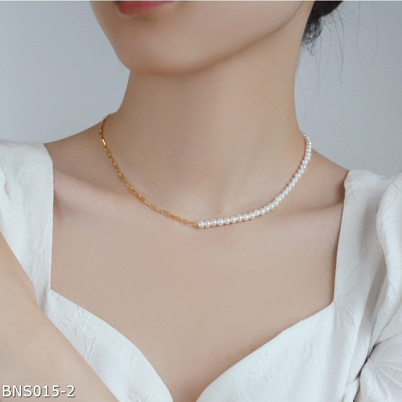 Sterling silver pearl square chain necklace