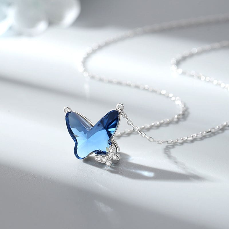 butterfly pendant Austrian crystal necklace