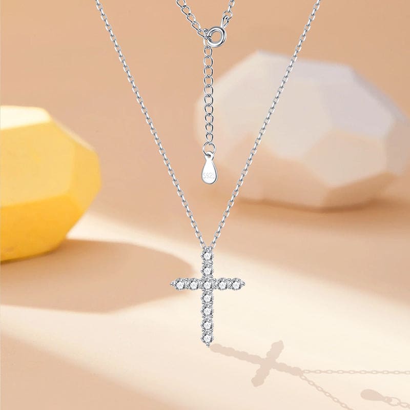 1pc Charming Sterling Silver Necklace With White Cross Pendant For Women's  Birthday, Party, Fashion Jewelry