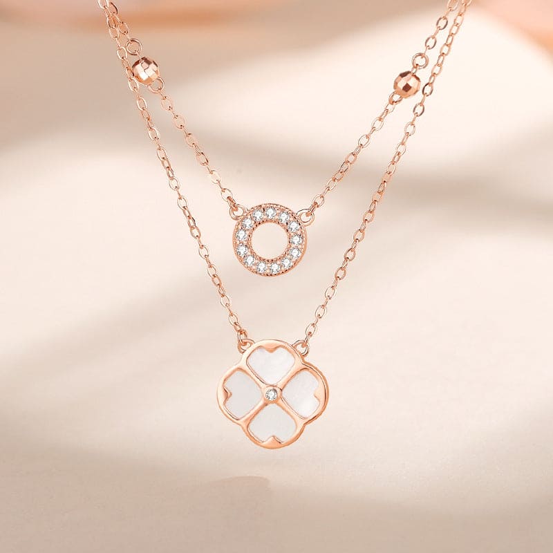 double layer clover geometric MOP  necklace