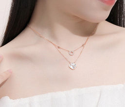 double layer clover geometric MOP  necklace