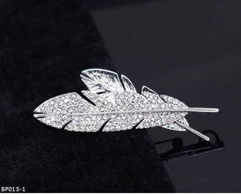 Men's feather zircon brooch